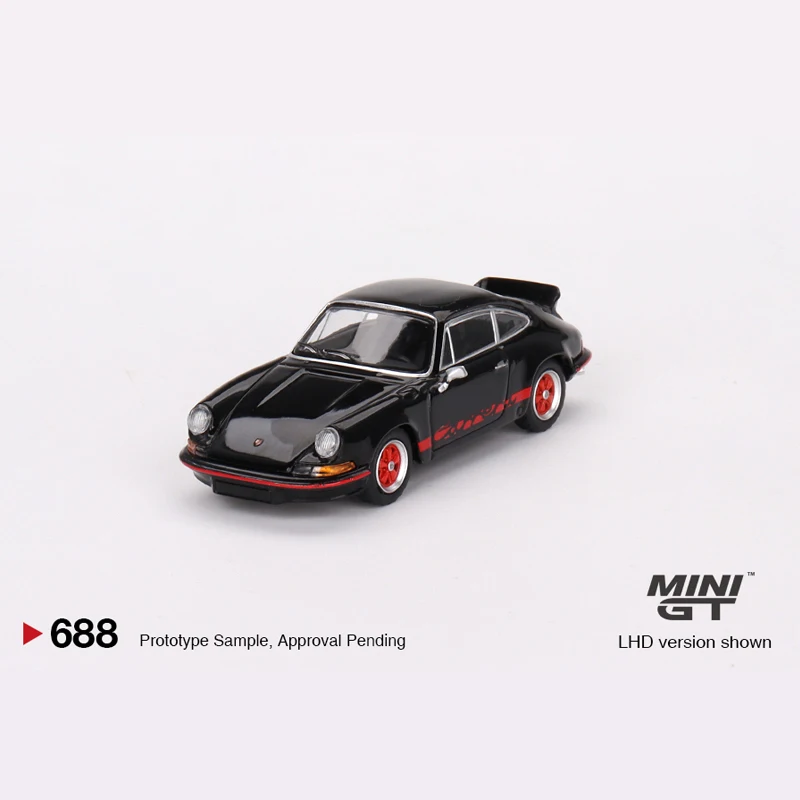 Coleção modelo de carro de liga fundida, TSM Mini Gt, Minigt 1: 64, 688 911, Carrera RS 2.7, preto com luzes vermelhas