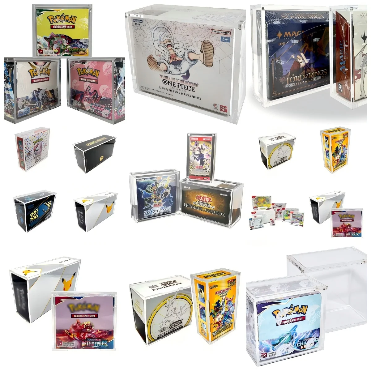 pokemon booster box protective case TCGHalo Acrylic Pack (5 Pack) and everyday handling EVORETRO Booster Box Acrylic Case