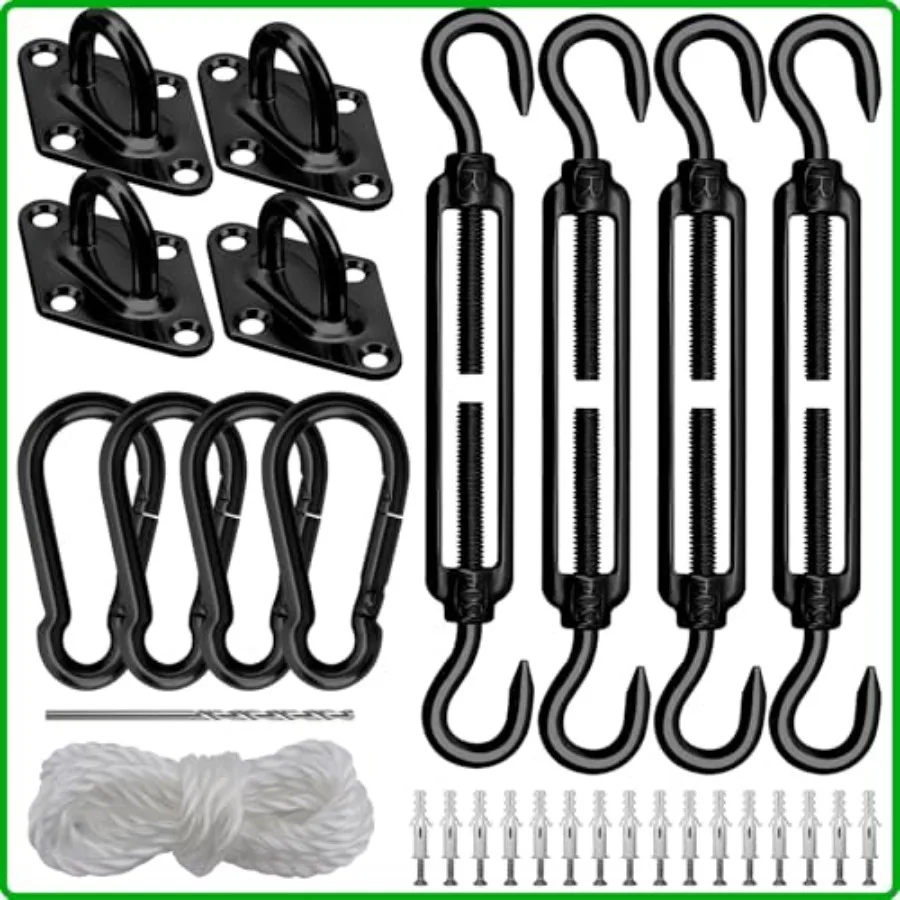 

Sun Shade Sail Hardware Kit 6 Inch Heavy Duty 304 Stainless Steel Set for Triangle and Rectangle Sun Shade Sail Installation Aw