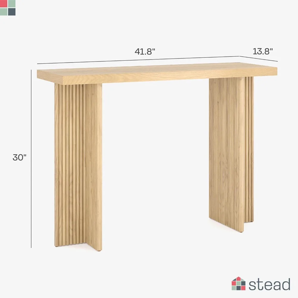 Fluted Console Table - Small Entry Table for Narrow Spaces - Living Room Furniture - Solid Wood Entryway Table