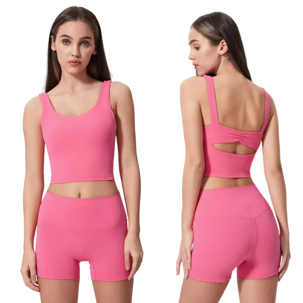 

Lemon Nude Feel Shockproof Fitness Sports Vest Female Breathable Beauty Back Semi-fixed Cup Bike SportYoga Vest Bra