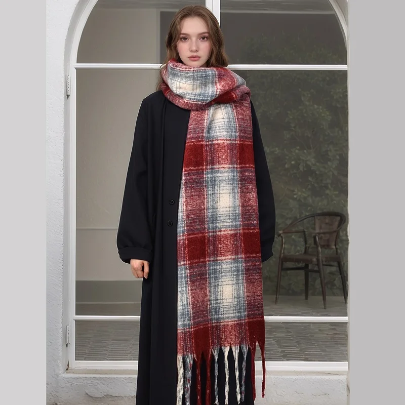 Hot Sale Cashmere Scarf Tassel Shawl Wrap Woman Pashmina Scarf Stripe Winter Scarf Thick Vintage Stoles Muffler Head Scarf