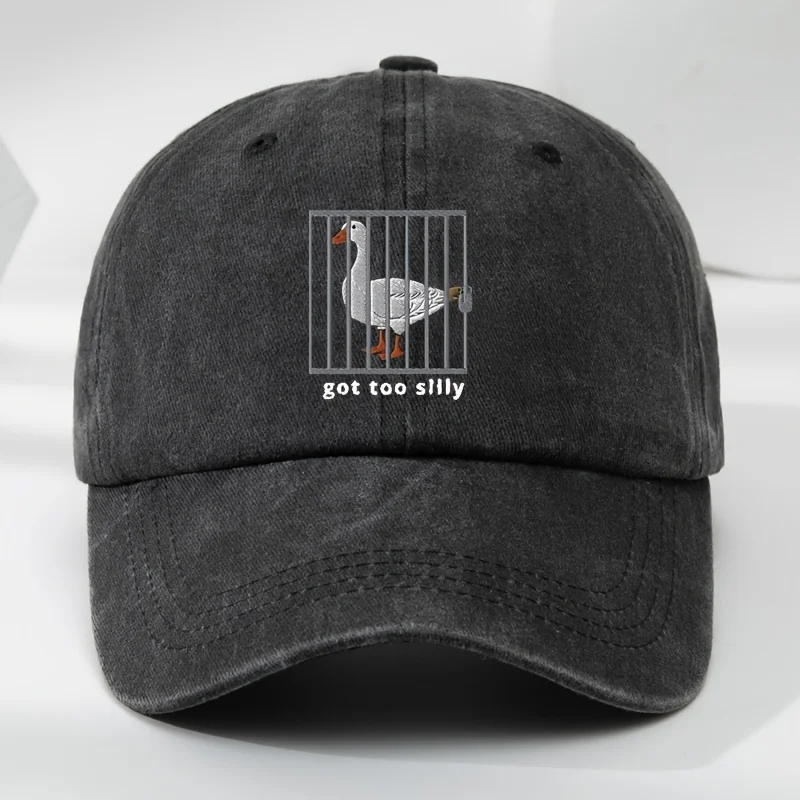 Interesting Goose Iron Cage Print Baseball Cap for Women Men Soft Top Adjustable Hat Circumference Duck Tongue Hats for Parties