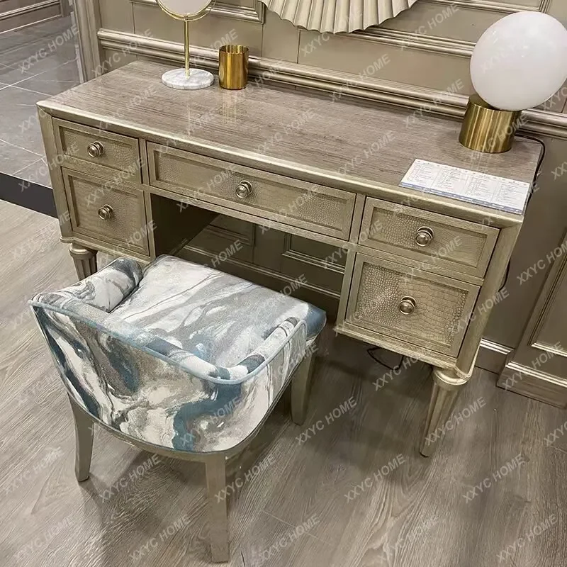 Dresser Furniture Morrie Dresser Makeup Table, Light Luxury Solid Wood Carving Makeup Table
