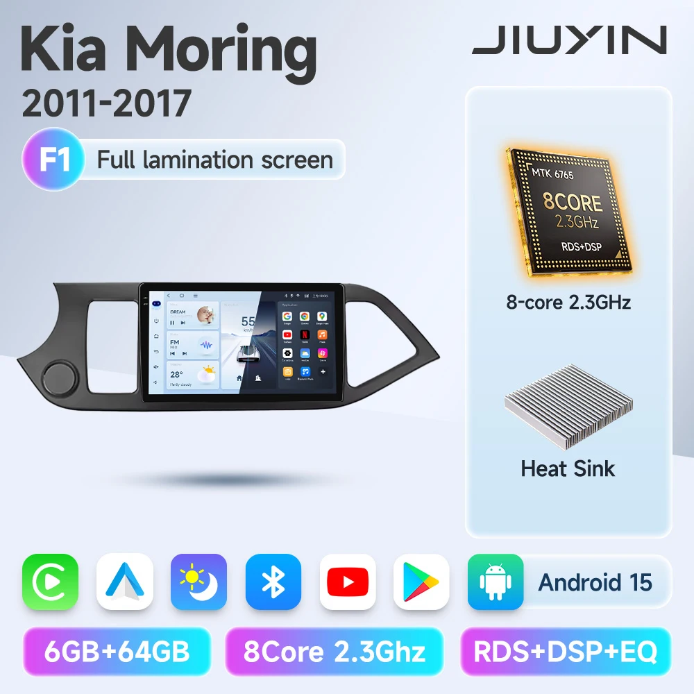 JIUYIN Android 15 Carplay Autoradio Multimidia Video Player Voor KIA PICANTO Ochtend 2011-2017 Navigatie GPS IPS Head unit