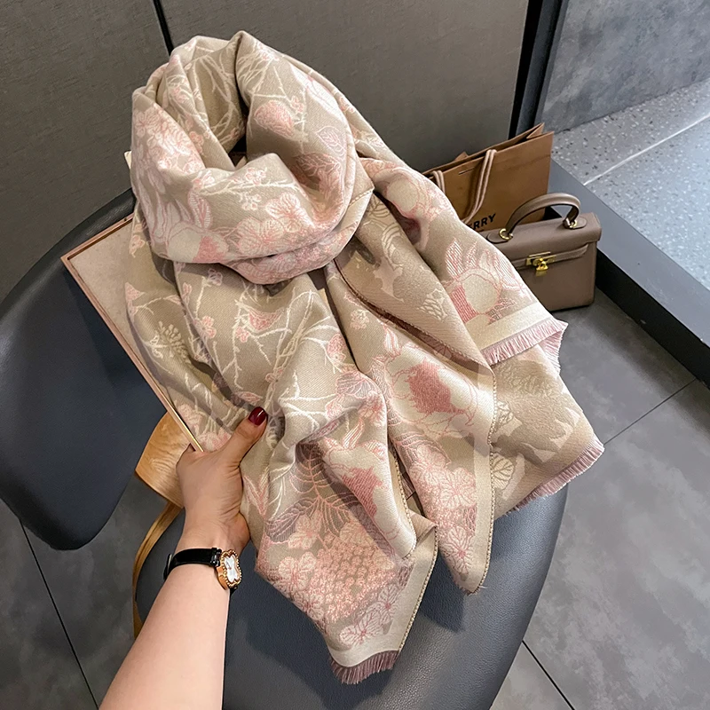 Winter Cashmere Women Scarf Female Luxury Brand Scarves Lady Tassel Bandana Women Solid Shawl Wraps Foulard Poncho Pashmina