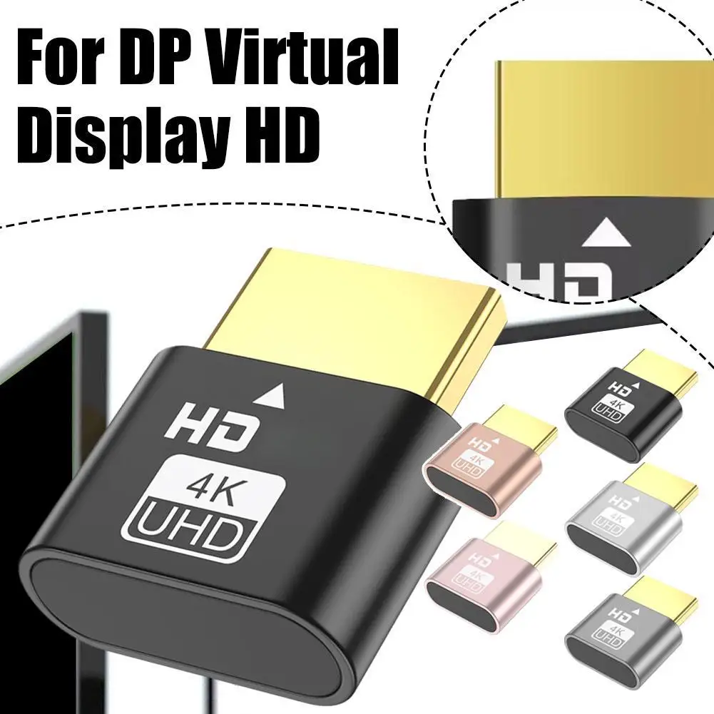 VGA Virtual Display Adapter 4K HDMI-compatible 1.4 DDC EDID Dummy Plug Headless Ghost Display Emulator Video Card Lock Plate