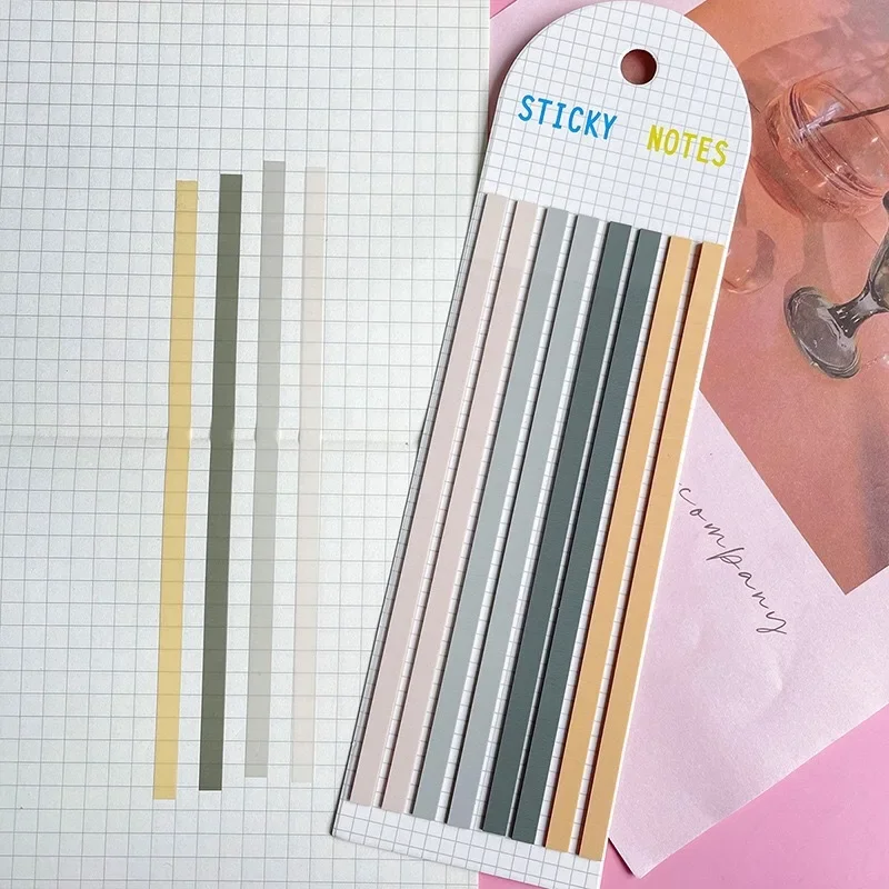 160Pcs Sticky Note PET Color Translucent Thin Long Strip Index Sticker Book Marker Index Tab Reading Note Highlight Key Sentence