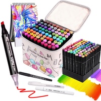 40/60/80 Colored Marker Set Maeker colors storage bag watercolor pen school animation hand-painted Full set of color brushes