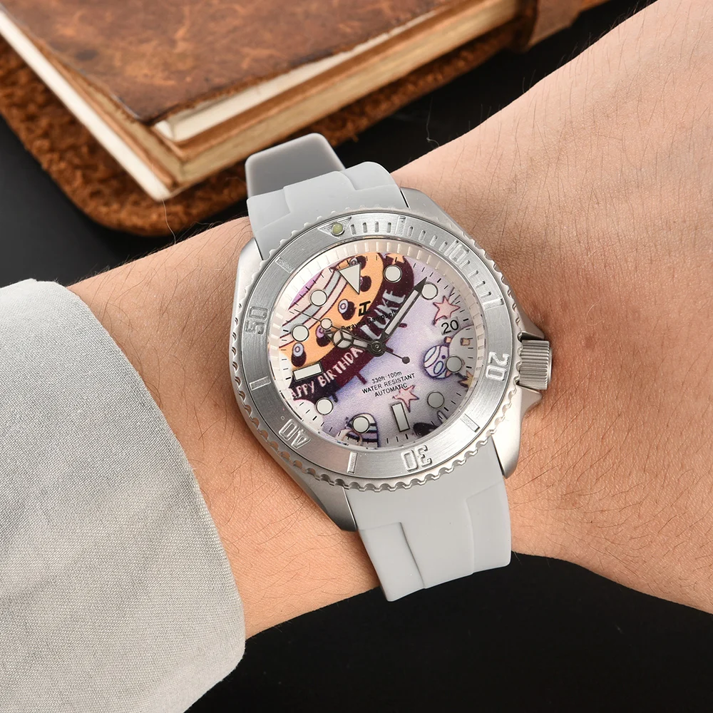 42mm High-quality Steel Grey Watch Luxury Automatic Mechanical Watch Daily Watches NH35 Movement Case Colorful Dial