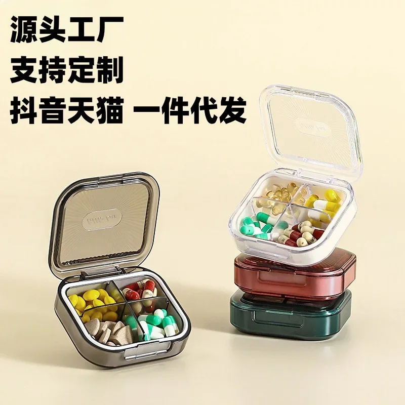 

4/6Grids Pill Storage Box Travel Medicines Storage Box Drug Separation Mini Portable Organizer Container with Seal Ring