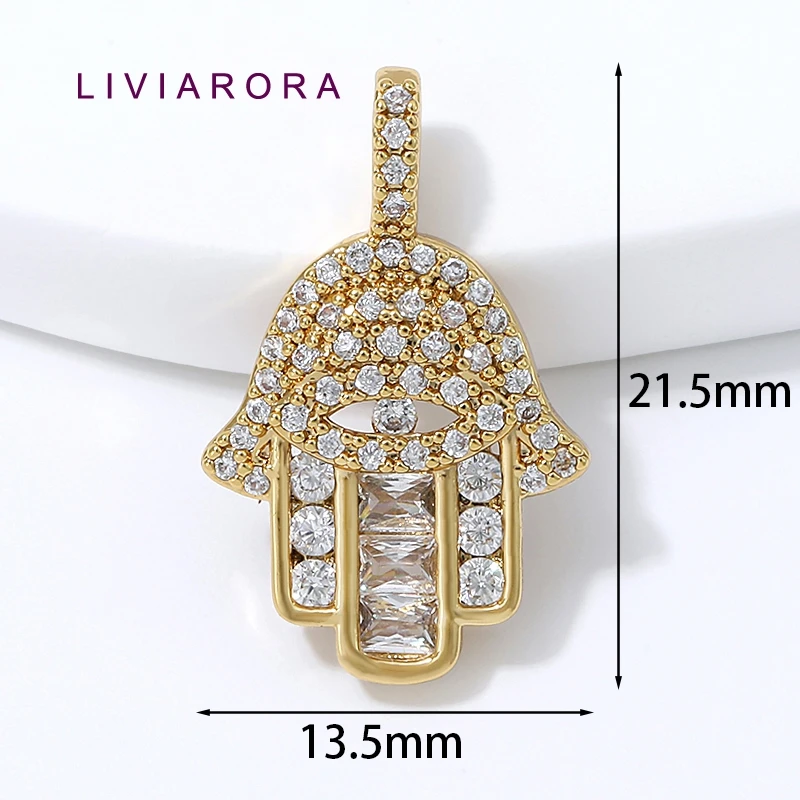 1/2Pcs 18K Gold Plated Brass With Zircon Hamsa Hand Evil Eye Charms Pendant For DIY Necklace Making Jewelry Making Accessories