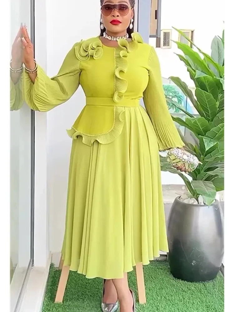 

African Dresses for Women 2025 Plus Size Evening Party Long Dress Africa Clothing Elegant Turkey Muslim Chiffon Maxi Dress