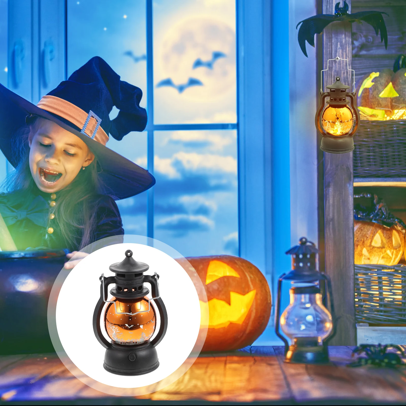 

Pumpkin Lantern Charming Decoration Halloween Room Desk Portable Plastic Centerpiece