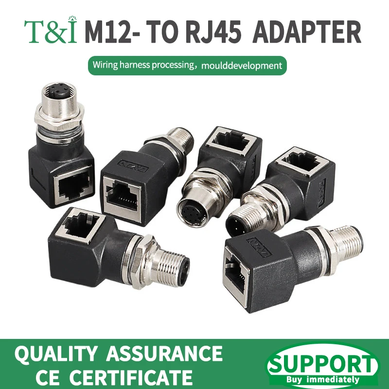 

M12 4Pin Dcode Connector Male Female 8core A-type X D Type to RJ45 Plug Socket Adapter Network Cable