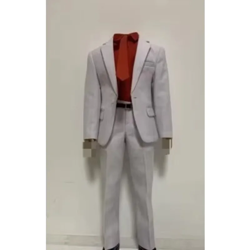 Figurki akcji w skali 1/6 Biały ślubny garnitur Płaszcz Koszula Krawat Pasek Spodnie Buty Zestaw lalek dla 12-calowego żołnierza Zwykłe ciało