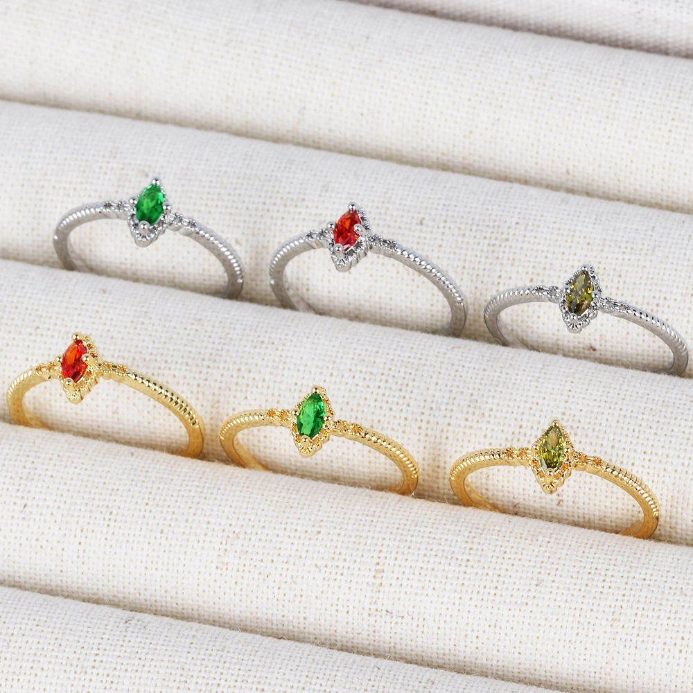 Dazzling Small Cubic Zirconia Rings For Women Gold Color Minimalist Thin Band Temperament Finger-ring Statement Jewelry