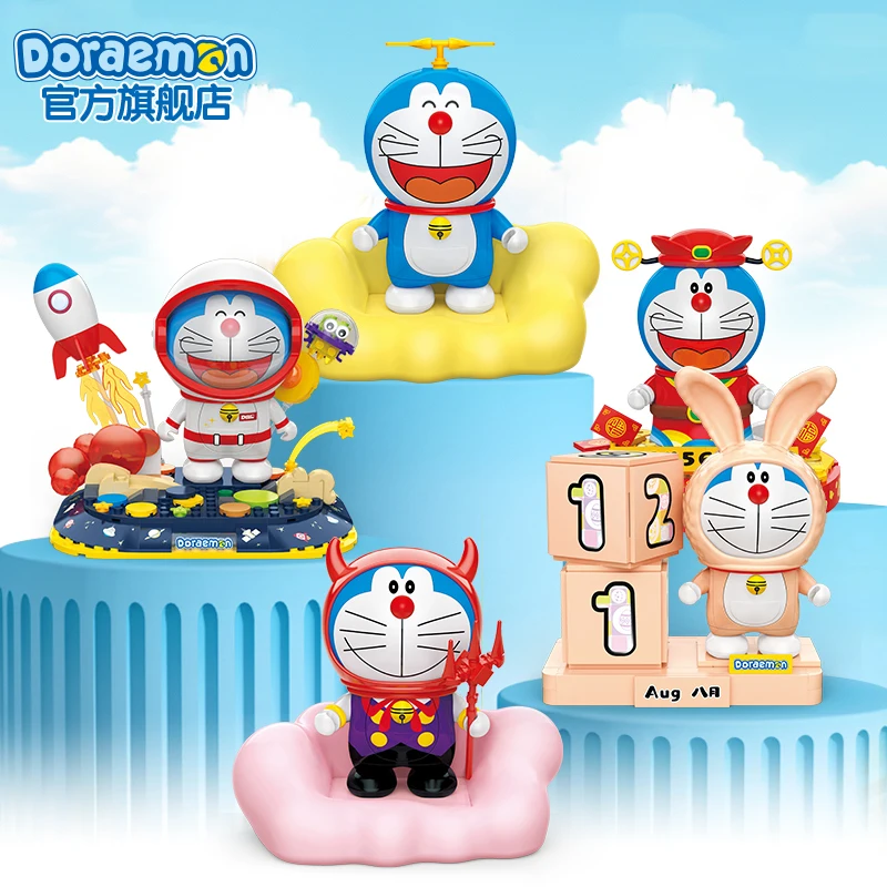 Op voorraad Doraemon officiële bouwstenen Trendy speelgoed geassembleerd beweegbaar ornamentmodel Anime speelgoedcadeau kindercollecties