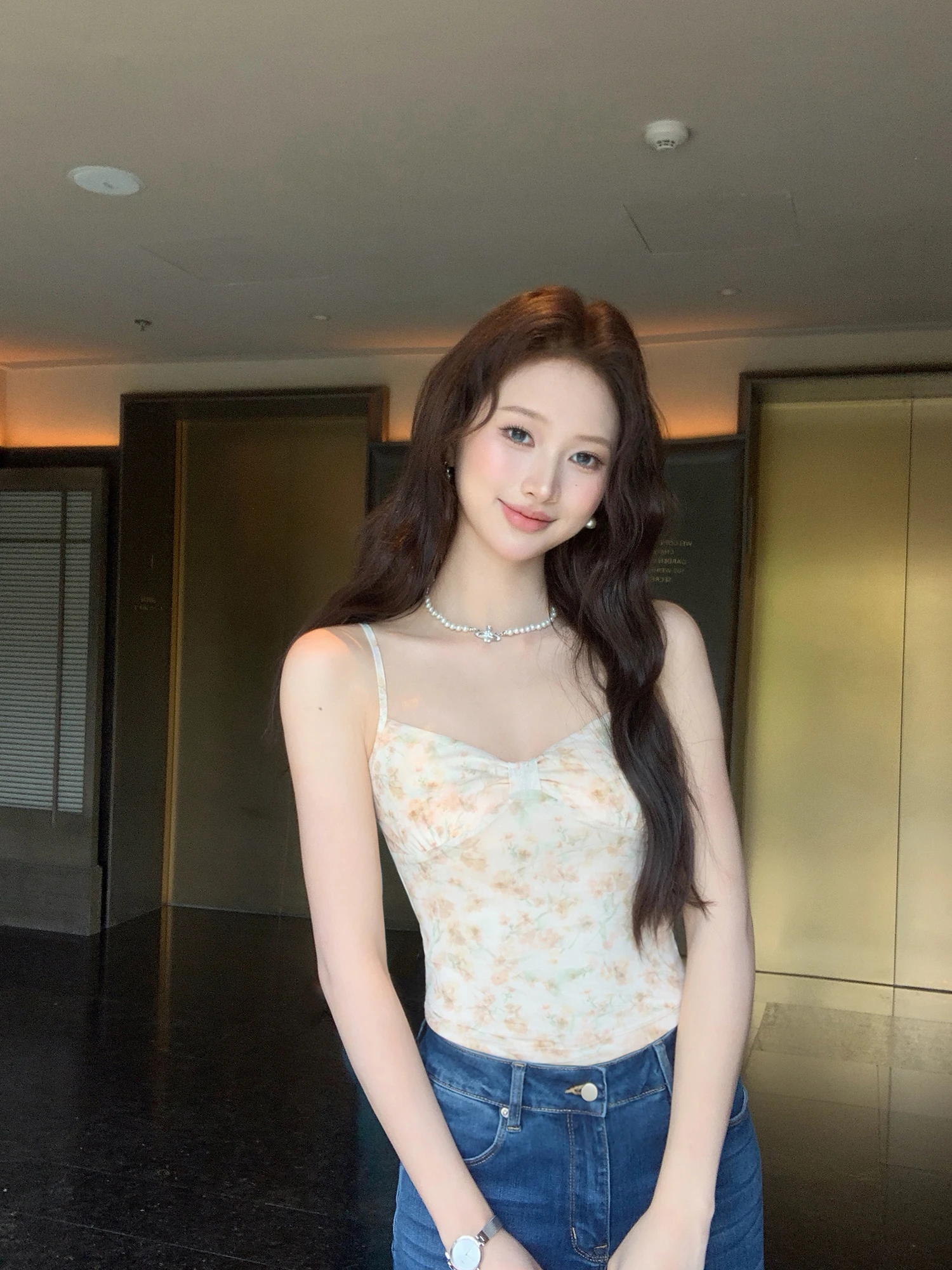 Pusumede Sicilian Garden Floral Lace Crop Top Women's Slim Fit Design Sensation Small Strap Vest Stylish Short Shirt