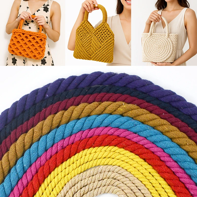 10Meters 5/8/12/20mm Colorful Braid Macrame Cord 3 Shares Twisted Cotton Rope Home Water Pipe Wrapped with Decorative Ropes