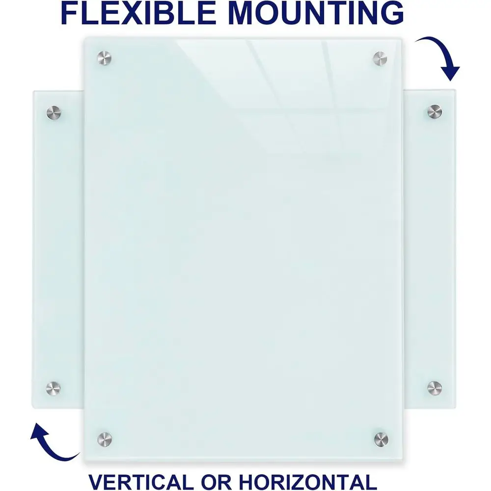 سبورة بيضاء زجاجية مغناطيسية بدون إطار مقاس 48 × 36 بوصة - لوحة مسح جافة مثبتة على الحائط لاجتماعات المكتب والمدرسة