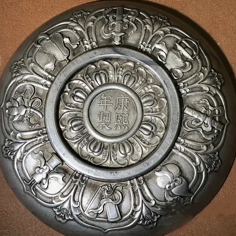 Antique collection Genghis Khan character relief eight treasure plates retro decorative plates home desktop ornaments
