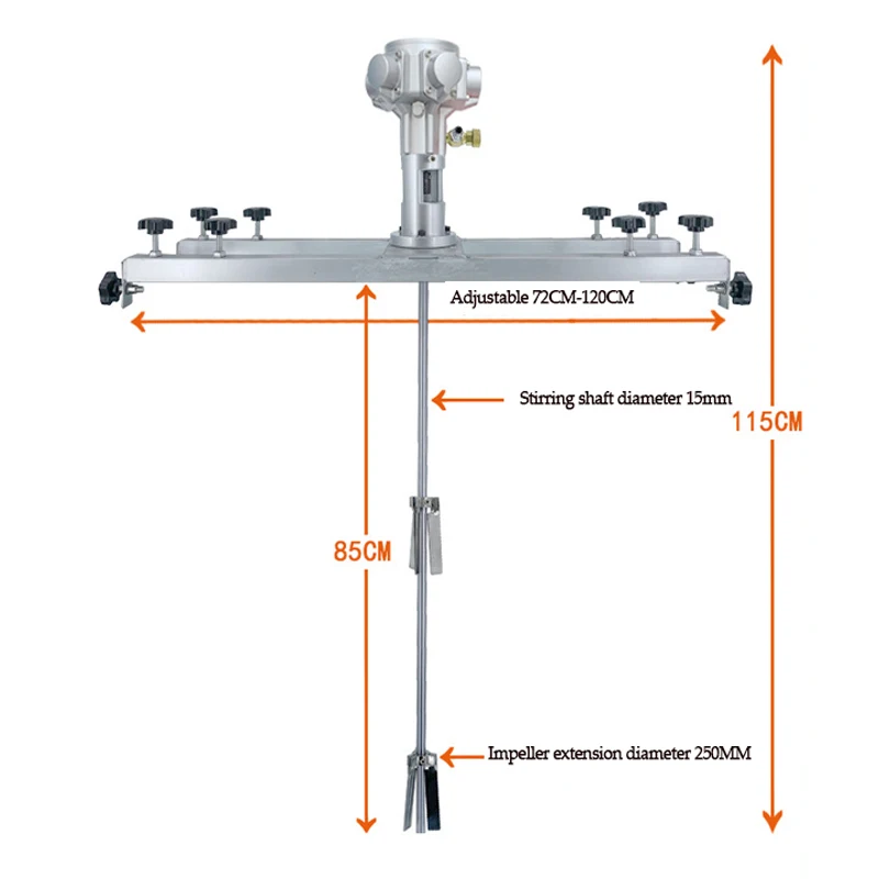 1/4HP Pneumatic /Electric Disperser Horizontal Plate IBC Ton Bucket Mixer, hand-held explosion-proof paint agitator