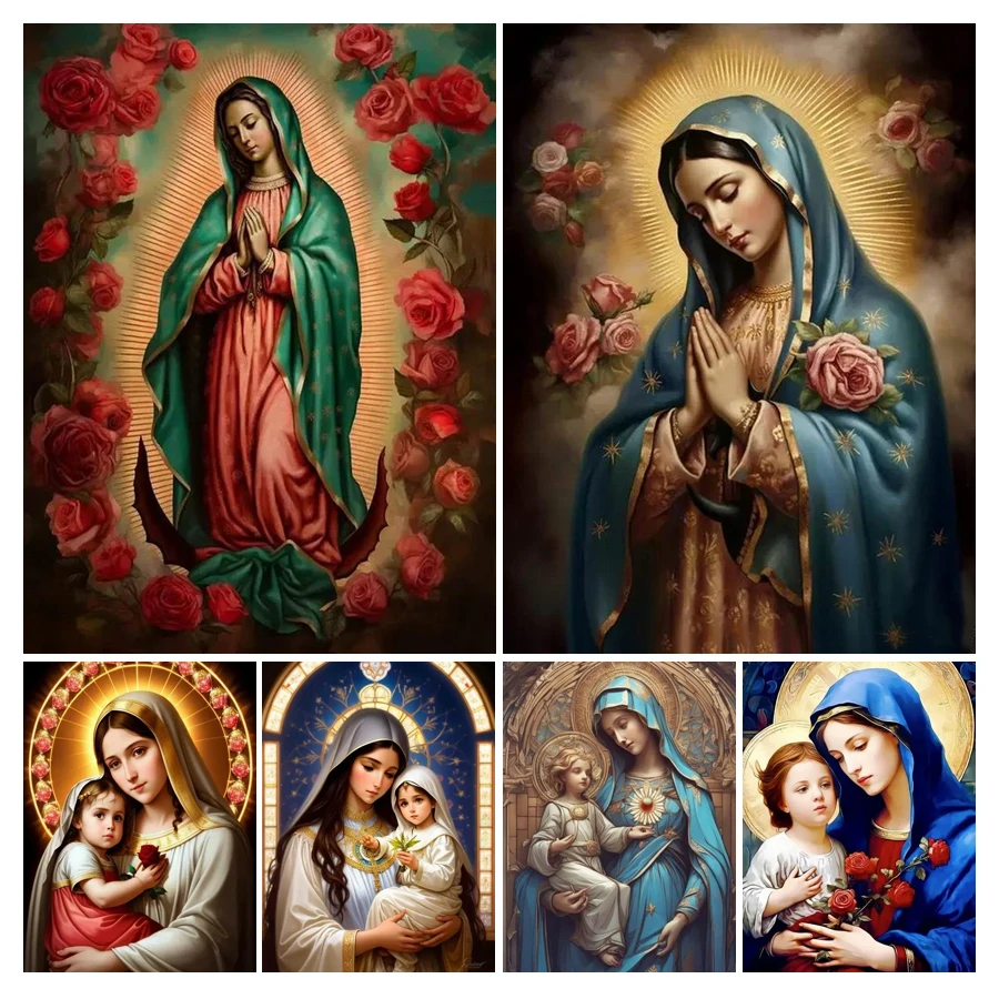 

Diamond Painting Virgin Mary Prays Diy Full Mosaic Cross Stitch Arts Rhinestone Embroidery Religious Picture Wall Decor AA4916