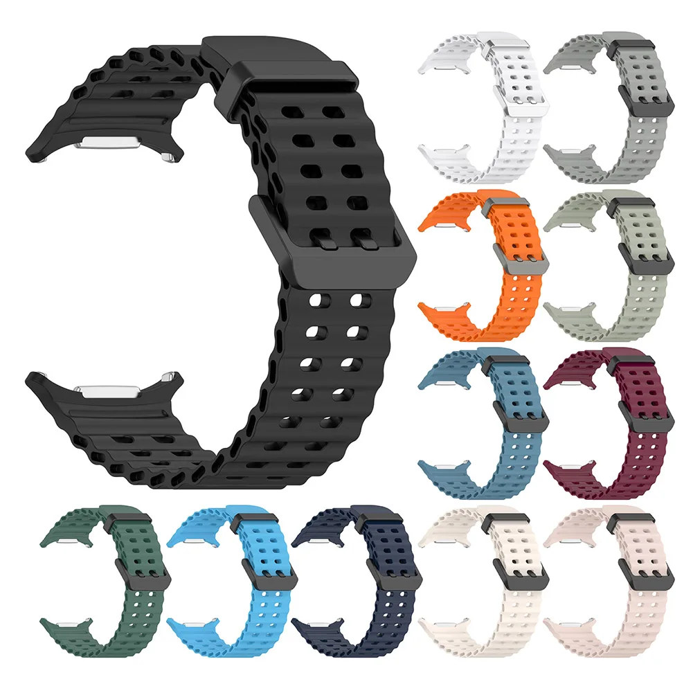 Correa deportiva de silicona Ocean Sport para hombre y mujer, pulsera suave de repuesto ajustable para Samsung Galaxy Watch 7 Ultra, correa de 47mm