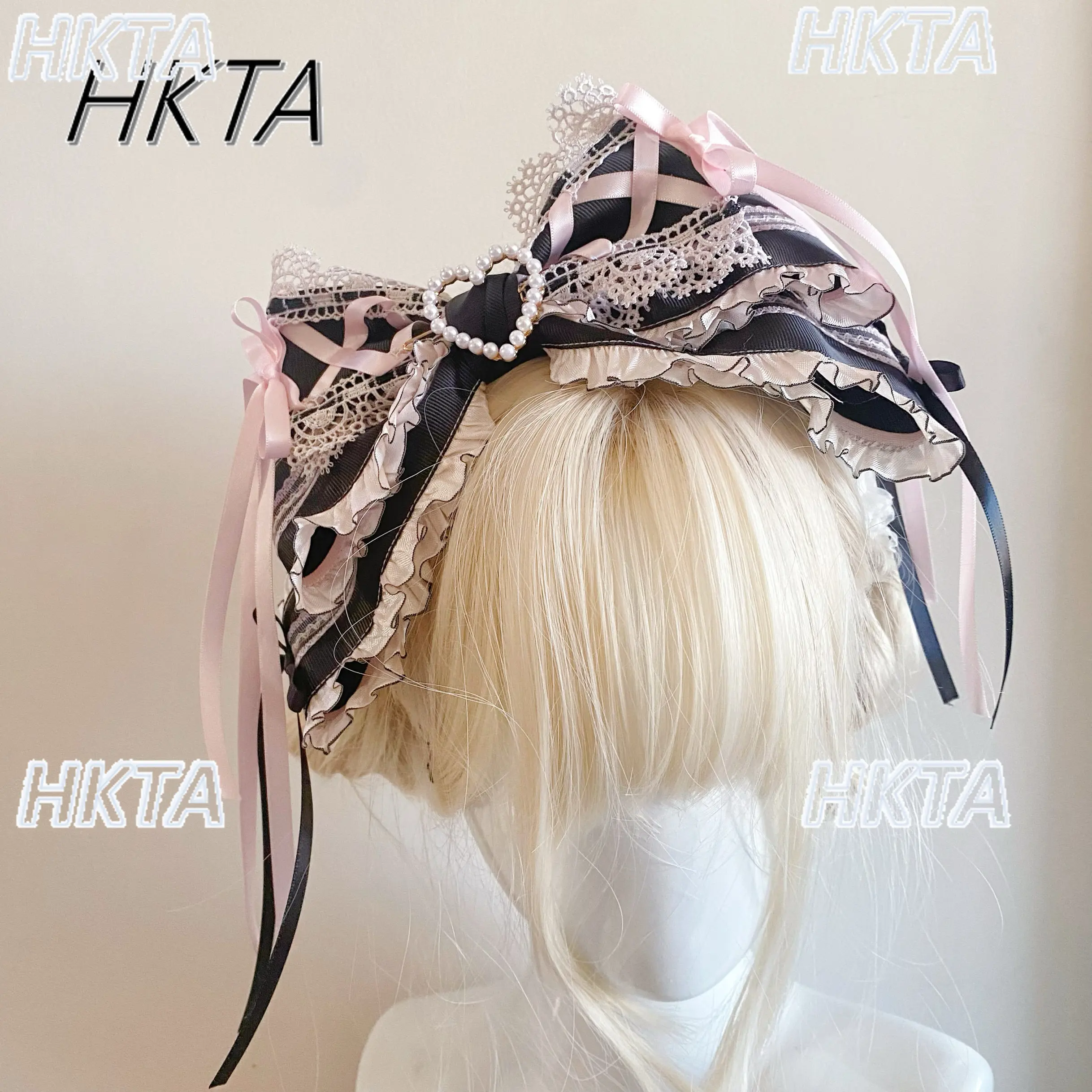 

Japanese Sweet Lace Kawaii Bow Strap Headpieces Headband Kc Headwear Ladies Elegant Cute Lolita Hairpin Hair Accessories Women