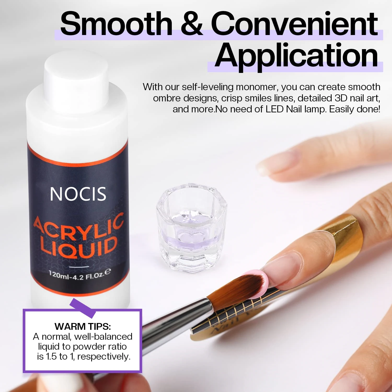 Q Monomer Acrylic Liquid for Nail System, 120ml - Professional Acrylic Nail Art, Nail Extension, Unscented Monomer for Home and