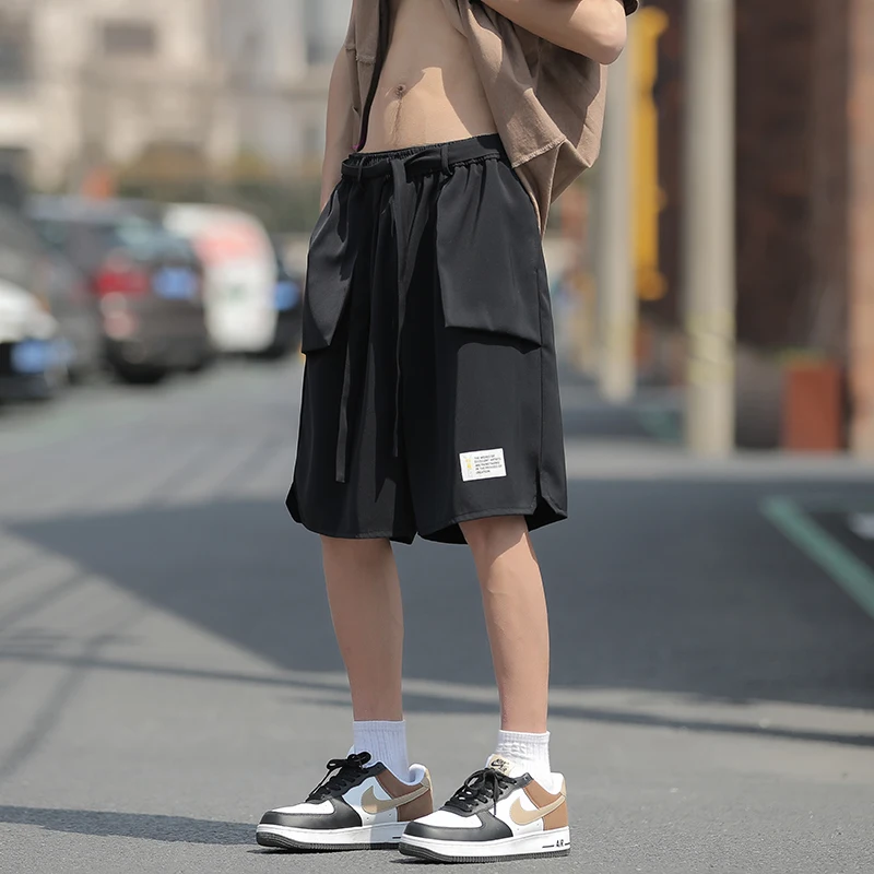 

Мужские летние тонкие спортивные брюки из ледяного шелка, быстросохнущие, повседневные, свободного кроя, прямые, длиной до колена