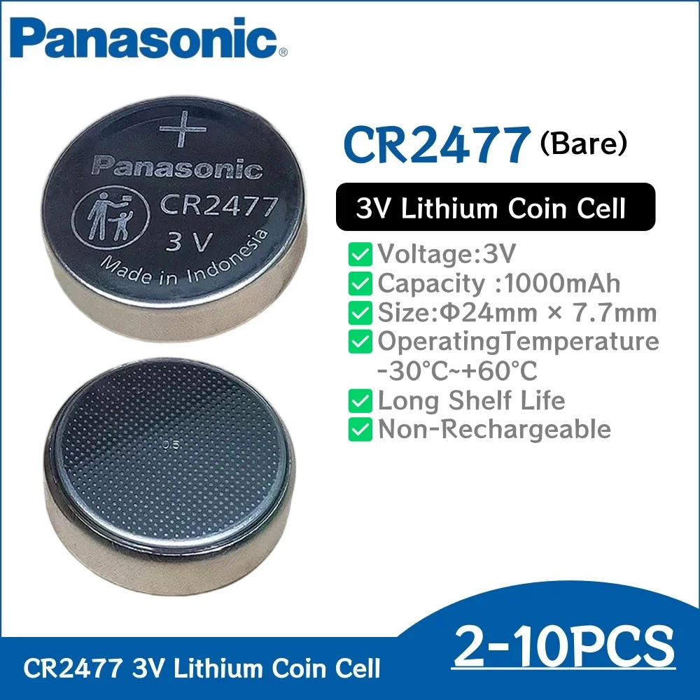2-10pcs Panasonic CR2477 battery CR 2477 lithium 3V instrument meter imported digital tire pressure monitor intelligent toilet