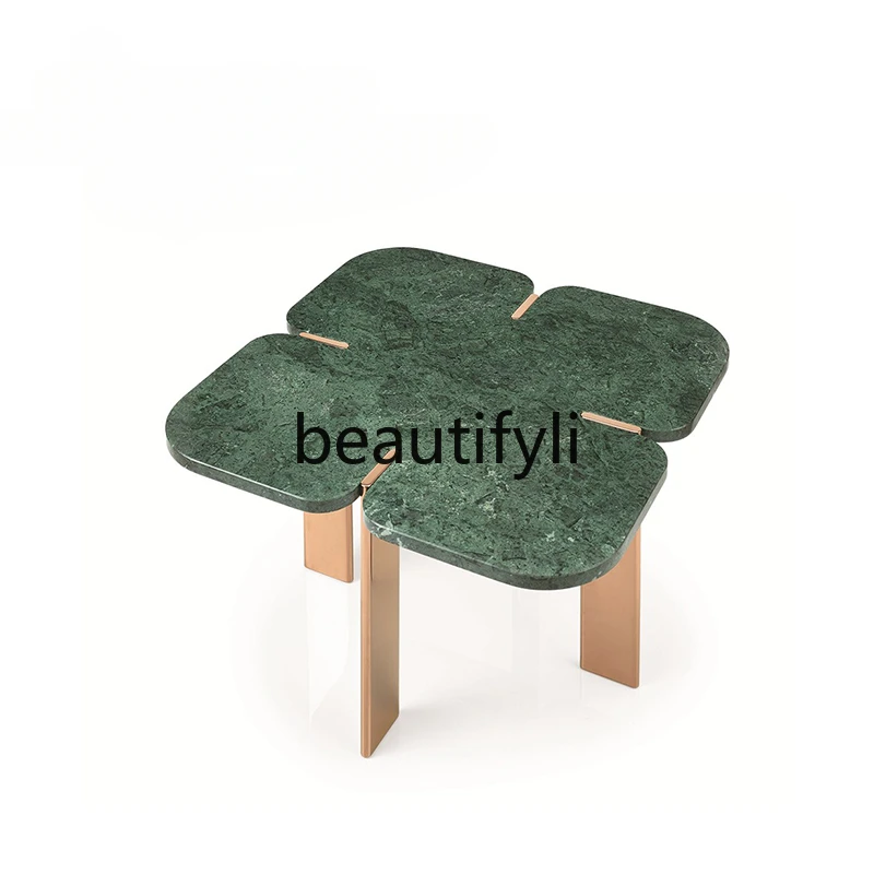 Ancient rhyme green marble creative irregular personality small apartment special-shaped coffee table light luxury