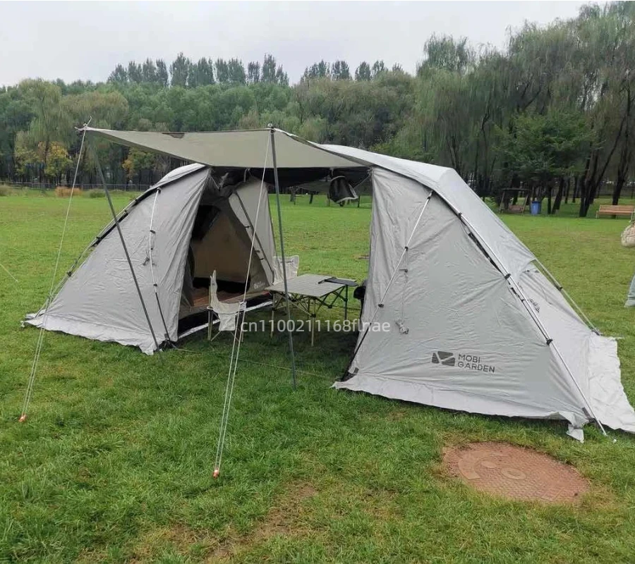 

Camping Tent Outdoor Folding Portable Large Two Bedroom One Living Room Windproof and Rainproof Camping Tent for 3-4 People