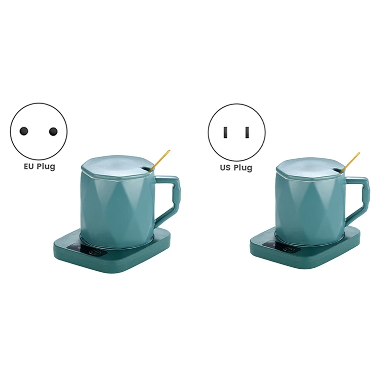 Coffee Warmer For Desk Dish Ceramic Mug Set Thermostatic Cup Heating Coaster Business Gifts 55 Degree Warm Cup 10X13x11.2Cm