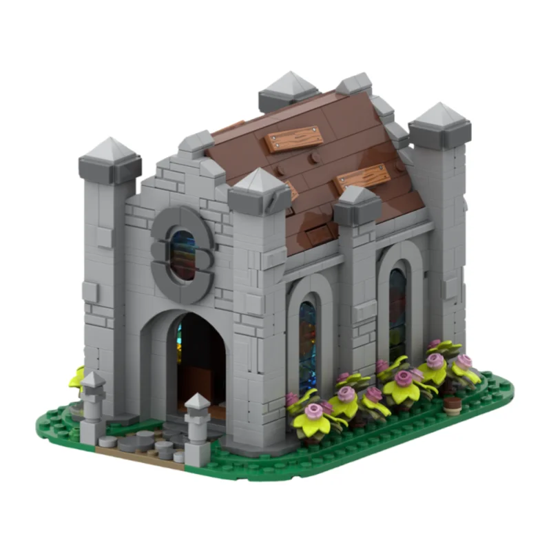 MOC architectural medieval small church castle model - small particle building toy blocks 969 pieces - suitable for all those wh