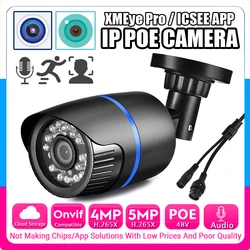 5MP 4MP Audio POE IP Camera H265 HD Full Digital Mic Waterproof Outdoor Onvif Cloud Storage Ai Face/Motion Detection ICSEE XMEYE