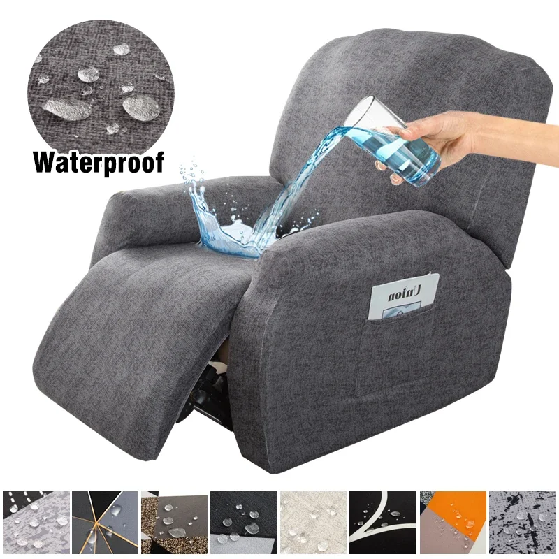 Water-resistant Recliner Cover with Pockets Single Reclining Slipcover 4-Pieces Recliner Sofa Chair Cover Furniture Protector