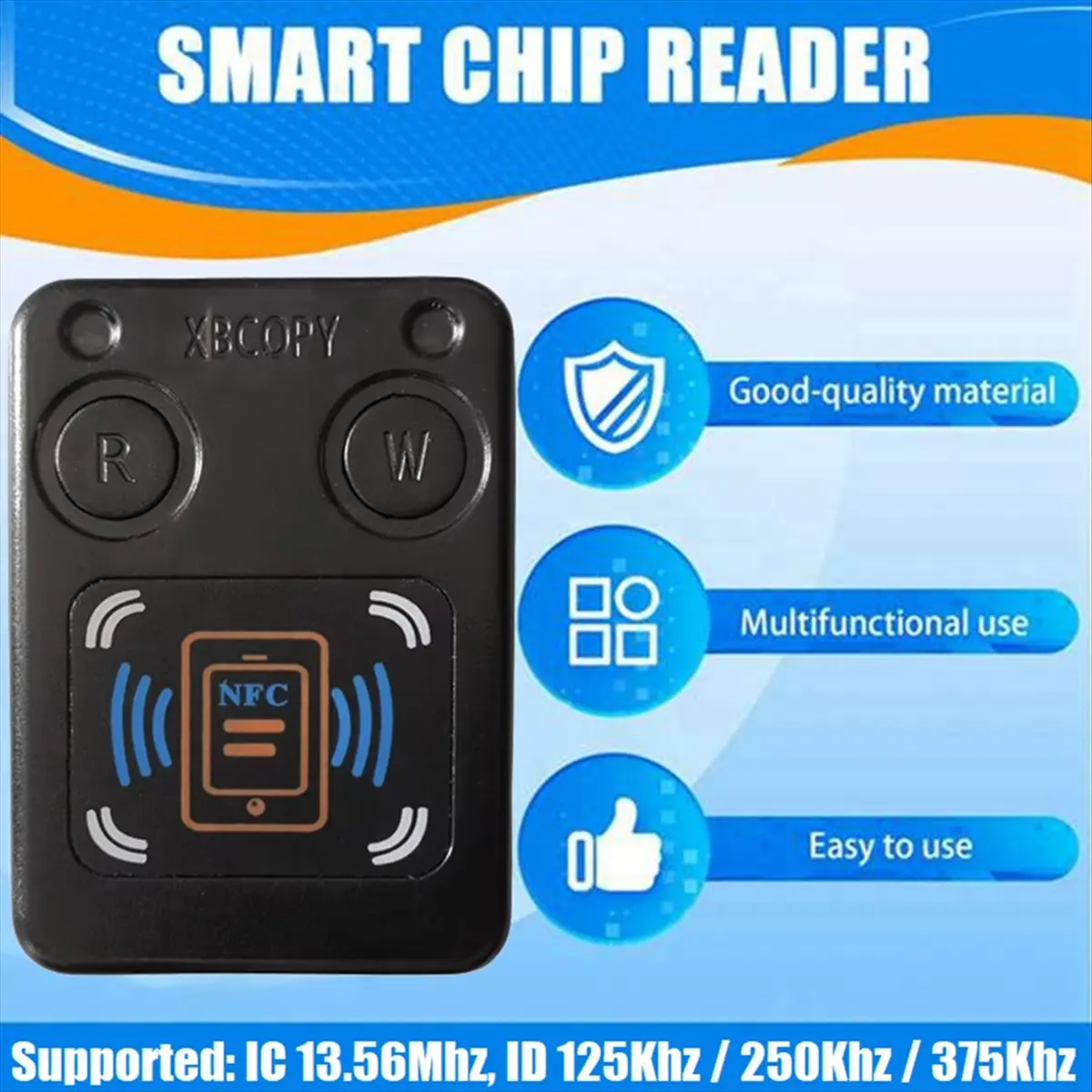 

2025 New NFC RFID Smart Chip Card Reader Copier+3xCUID Keychain/UID Card IC 13.56M ID 125K 250K 375K RFID Token Clone Duplicator