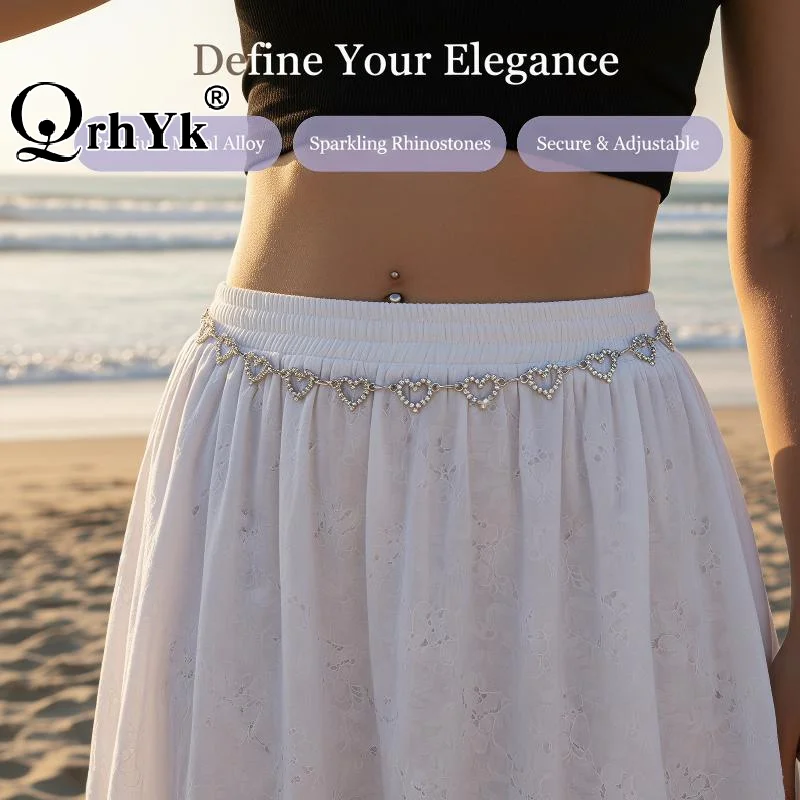 سلسلة خصر مزينة بأحجار الراين  - مراجعة Women'S Jeans Accessories Chain وسعره