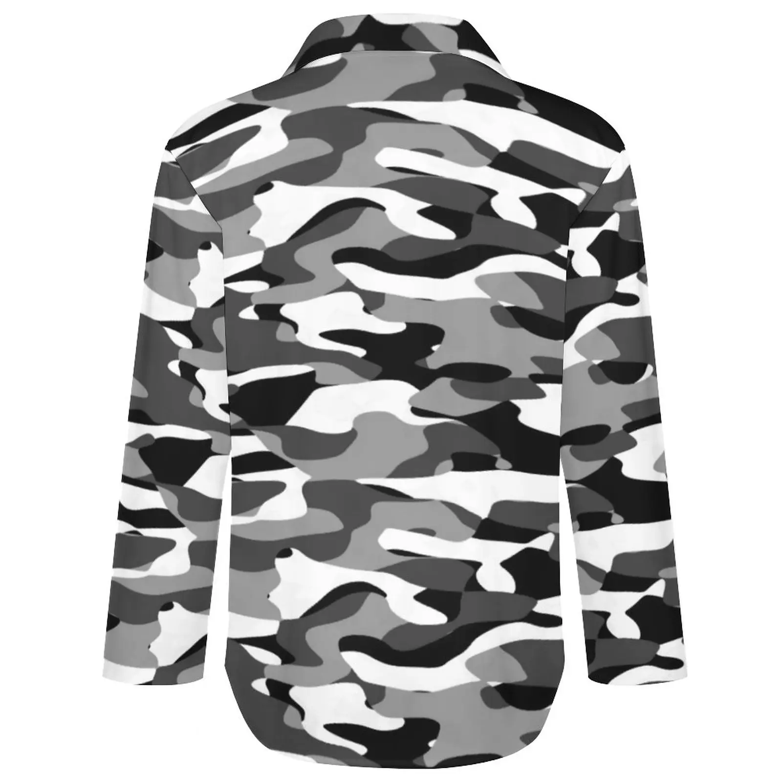 Dark Gray Camo Loose Blouse Black And White Camouflage Fashion Oversized Blouses Women Long Sleeve Cute Shirts Summer Design Top