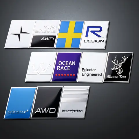 Car RDesign AWD Logo Swedish Flag Moose Test Badge Metallic Sticker for Volvo V40 V50 S40 S80 XC60 S90 XC90 S60 XC40 C40 RDESIGN