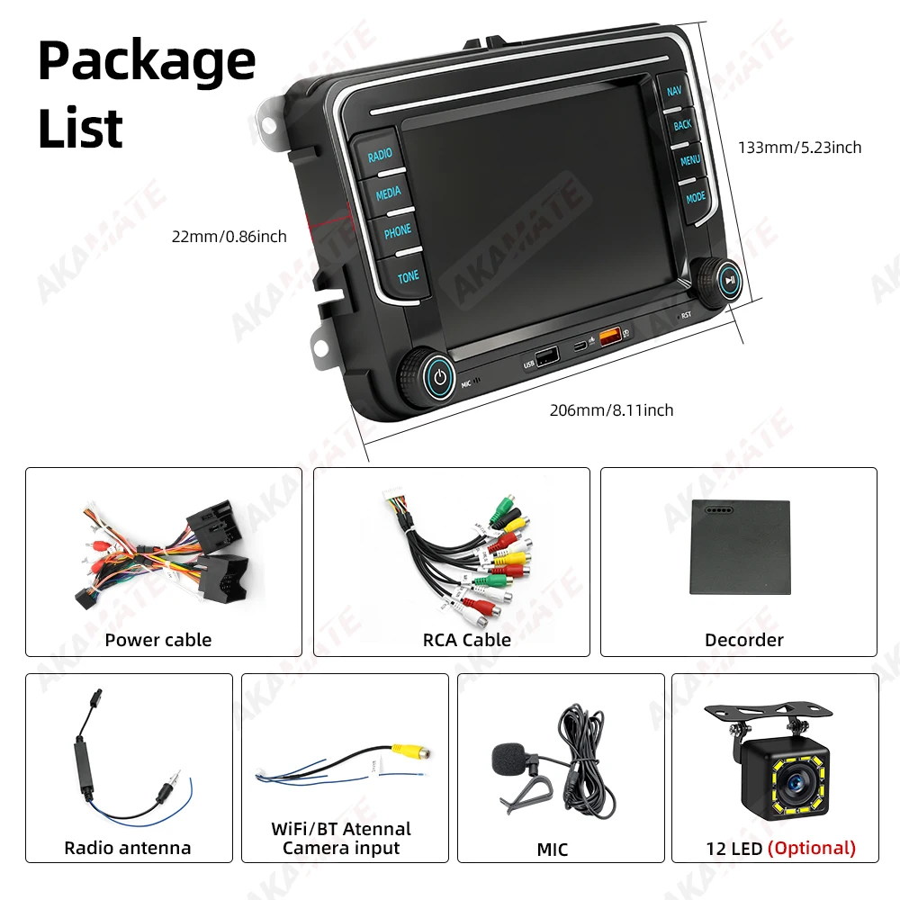 Picture 7: 7Inch Car Radio For VW Wireless CarPlay Android Auto Dual USB Type-C Charge Bluetooth FM for Volkswagen Polo Golf Passat MP5