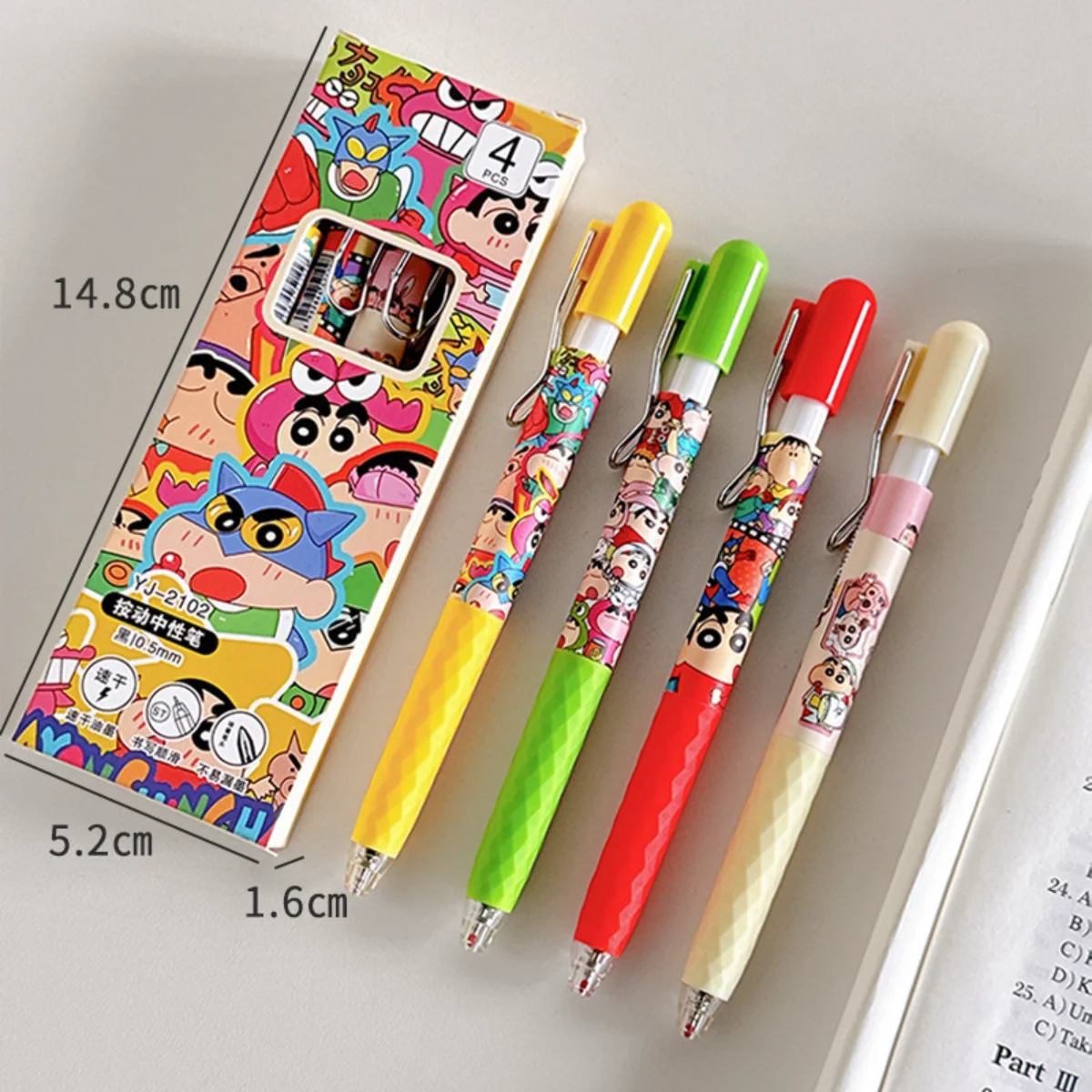 New Crayon Shin-chan Metal Push-Button Ballpoint Pen Student Exam Practice Pen Black School Supplies Gel Pens Writing Supplies