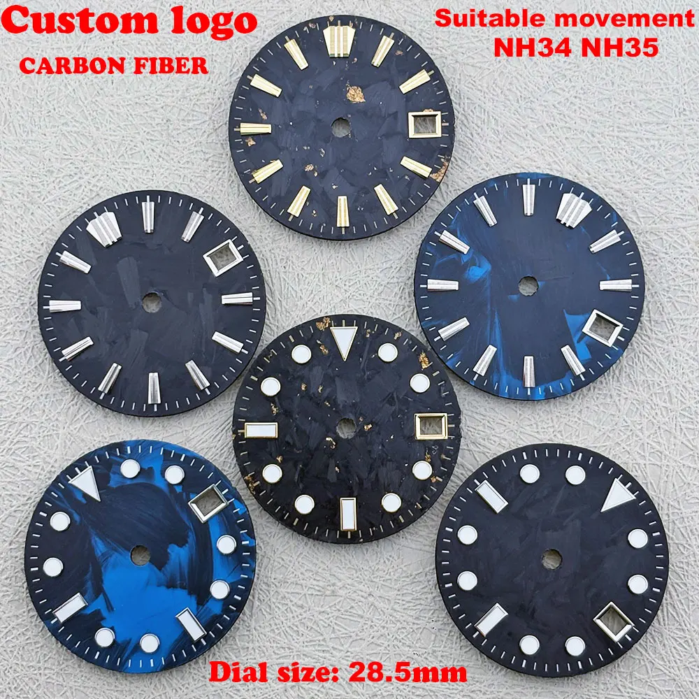 

28.5mm carbon fiber material NH series watch dial C3 night light suitable for NH34 NH35 NH36 automatic movement watch hand patrs