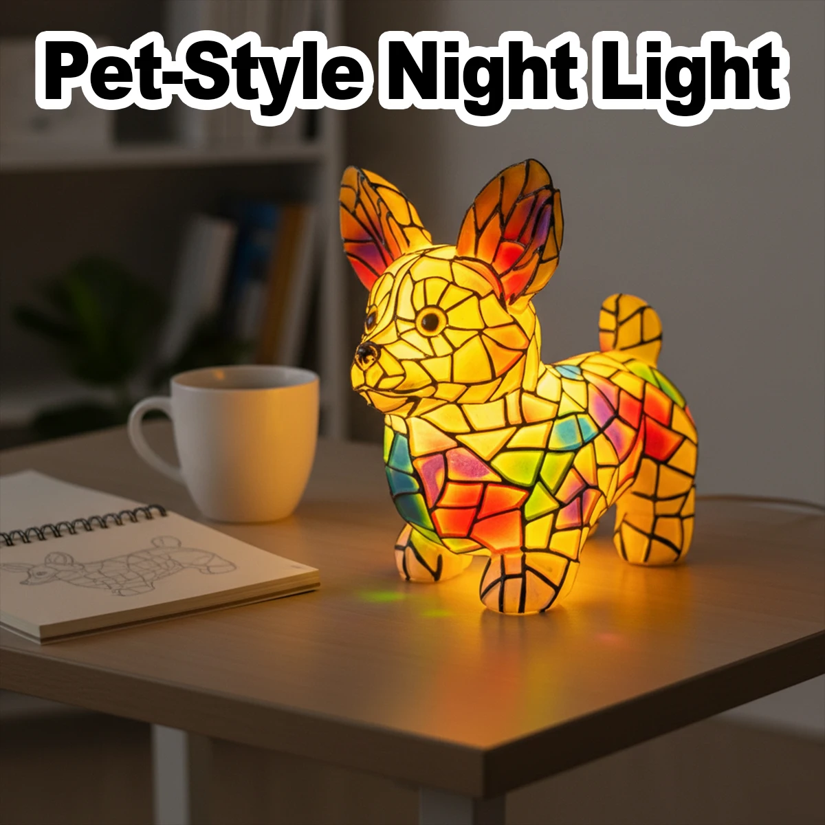 Usb ثلاثية الأبعاد الراتنج الحيوان Led الجدول مصباح السرير الإبداعية مكتب ضوء مصابيح الزخرفية القط الكلب زخرفة آرت ديكو الدافئة مع ميناء مضاءة