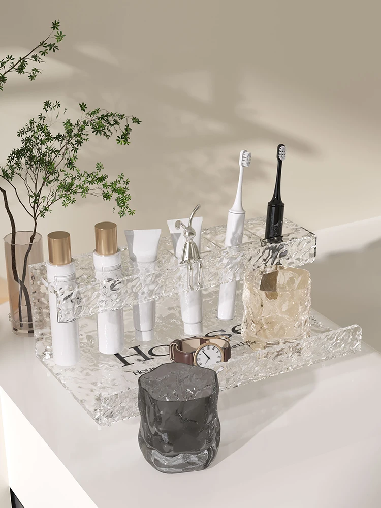 Toothbrush acrylic rack wash stand tooth cup gargle rack wash set bathroom storage rack free of punching.