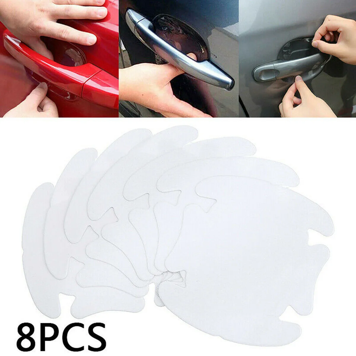 Film de protection anti-rayures pour poignée de porte de voiture, feuille transparente invisible, peinture, ensemble de 8 pièces