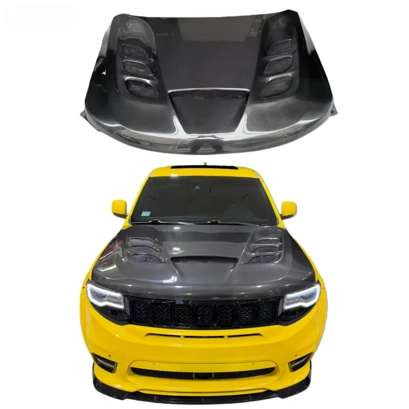 

High-Quality Cutout Vented Carbon Fiber Engine Hood for Grand Cherokee 2013-2023